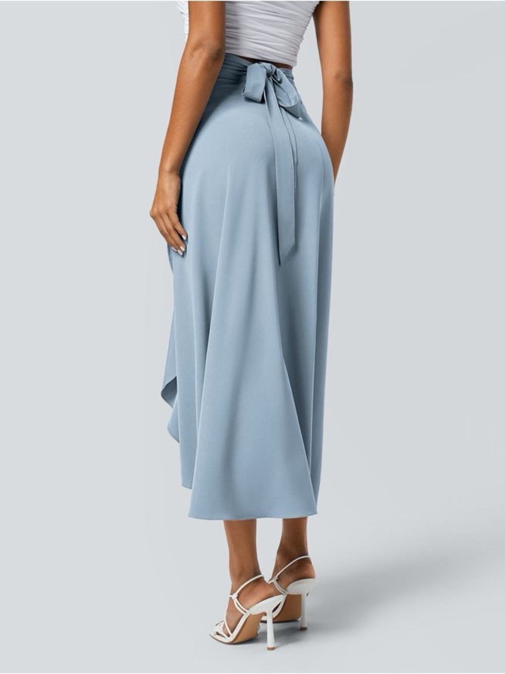HALARA Light Blue Halter High-Low Midi Dress - Picture 8 of 10